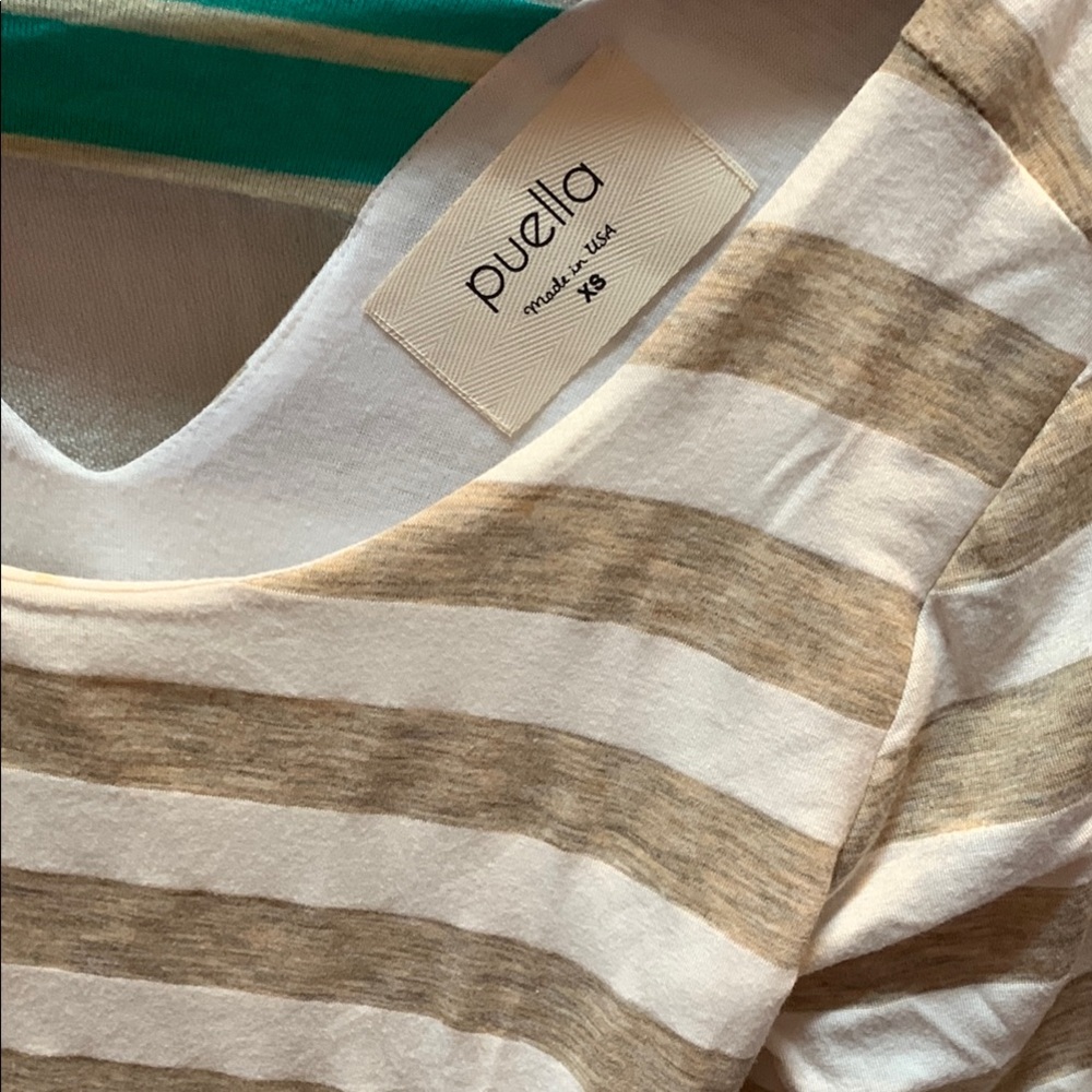Ella Beige and White Striped Top